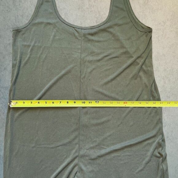 Marine Layer Luxe Rib Jumpsuit Womens Size XL Green Ankle Wide Leg Romper NEW! - Picture 11 of 15